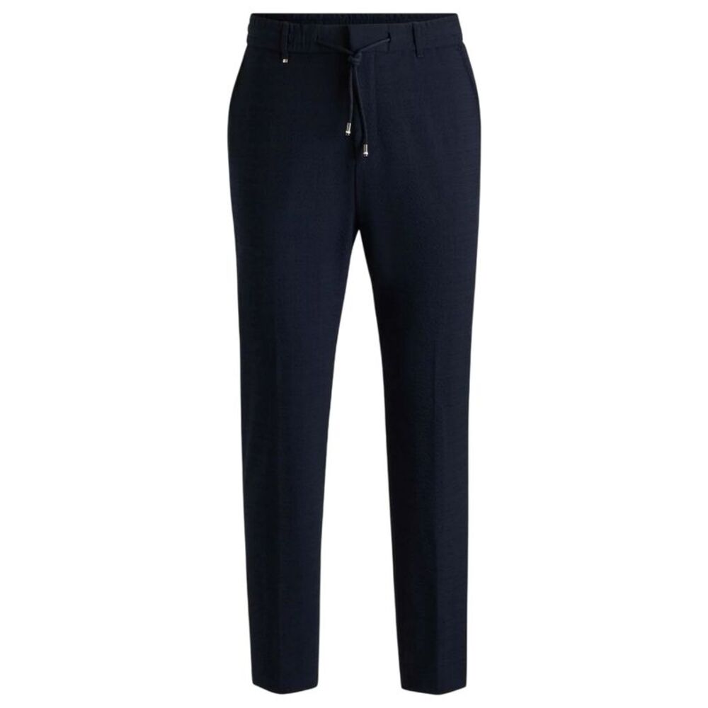 Boss Mens Perin Seersucker Formal Trousers / Blue